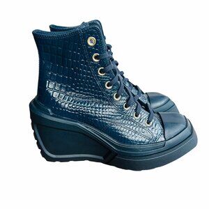 ✨Converse Chuck 70 De Luxe Wedge Platform Leather Sz 6 Women Shoes Black A10037C